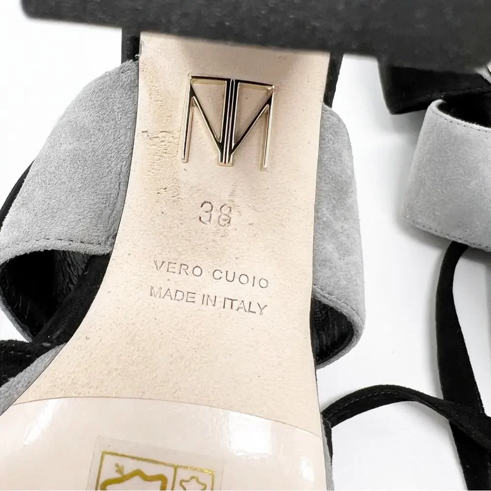 Tamara Mellon Tied Up Peep Toe Block Heels Size 38